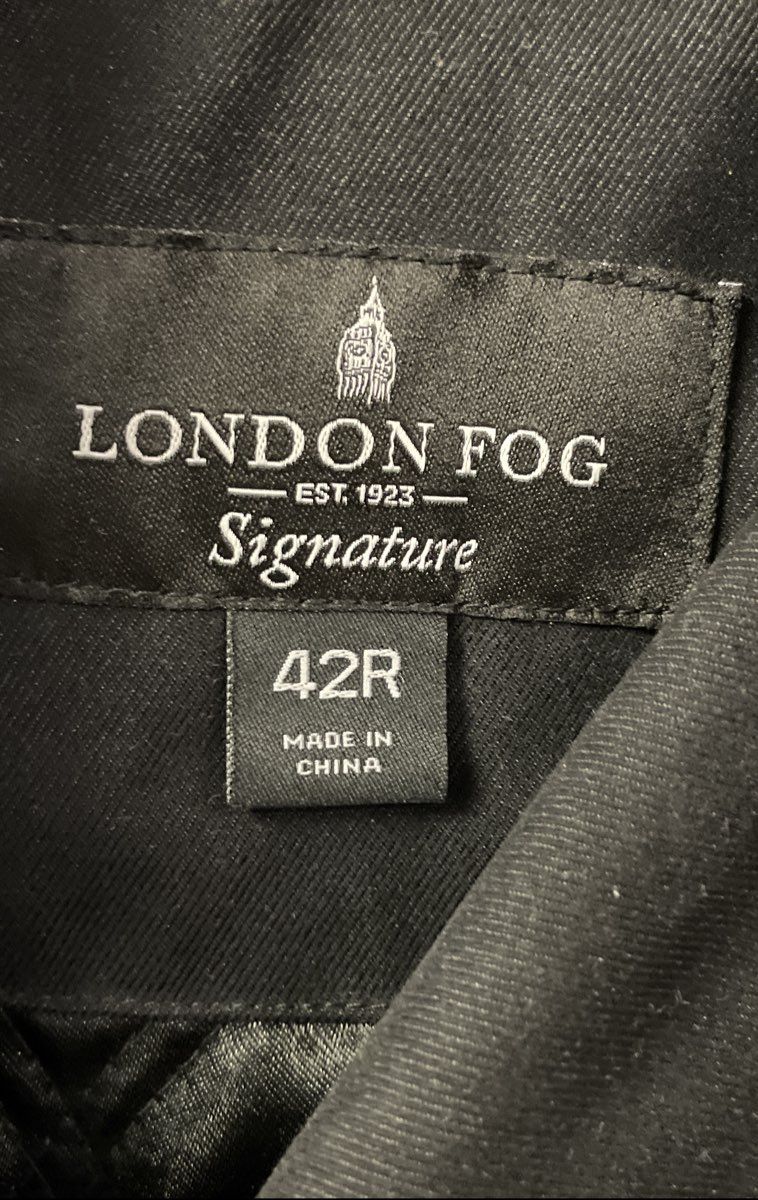London Fog Men's Black Signature Double Breasted Insulated Trench Coat Sz 42R