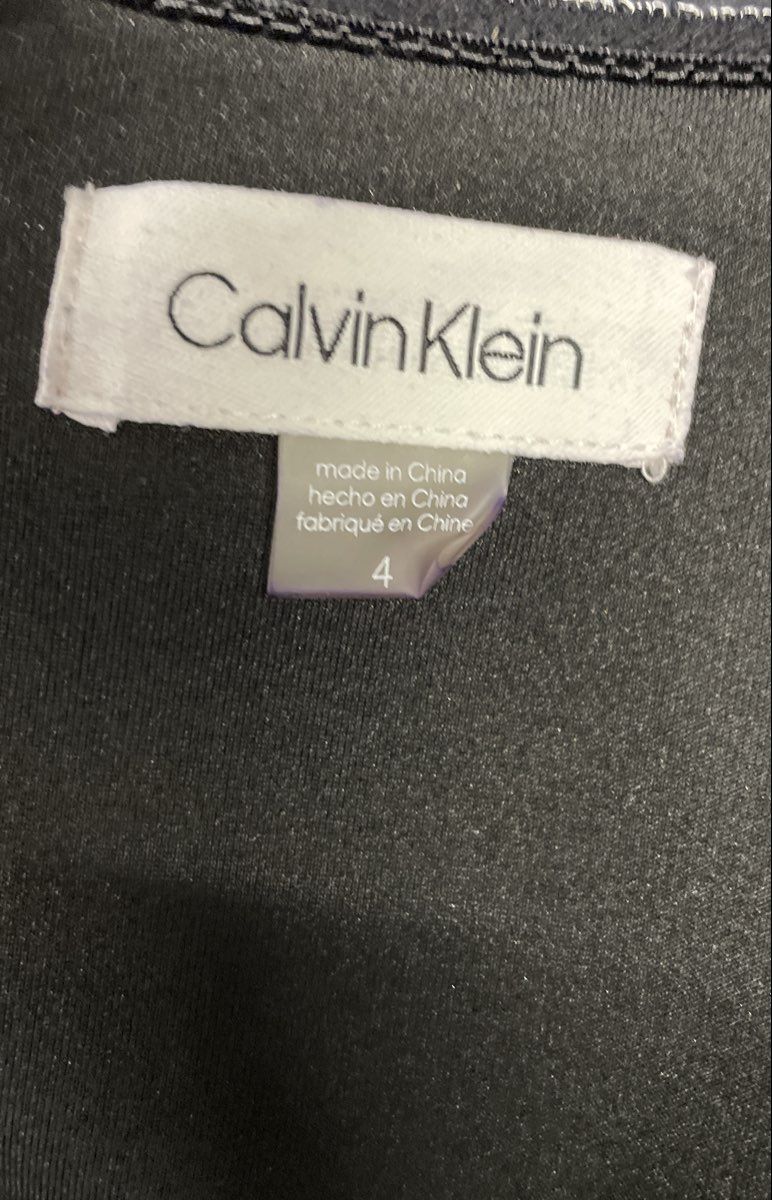 Calvin Klein Women's Black Embellished Shoulder Sheath Dress Sz 4