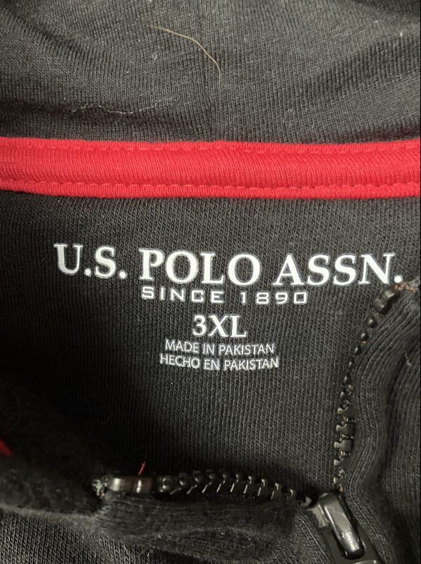 U.S. Polo Assn. Men's Full Zip Fleece Hoodie Black Embroidered Logo NWT Sz 3XL
