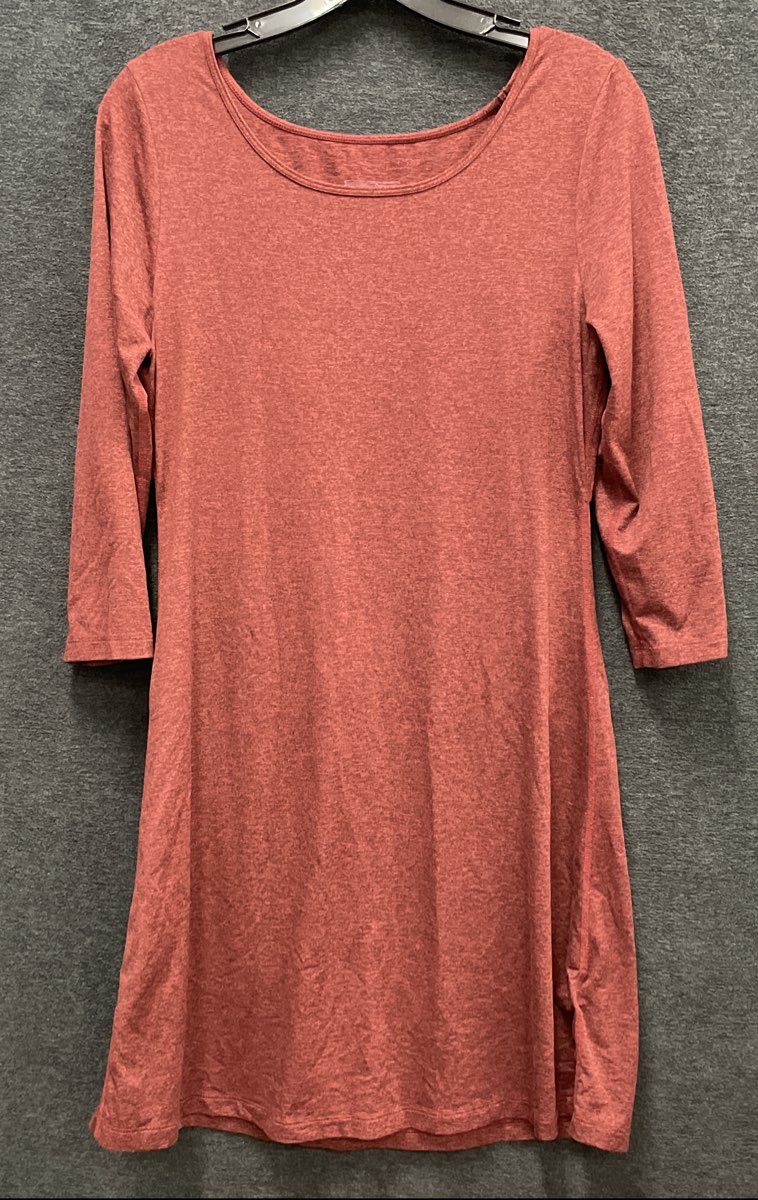 Patagonia Women's Kamala Dress Heathered Red Criss Cross Back 3/4 Sleeve Sz S