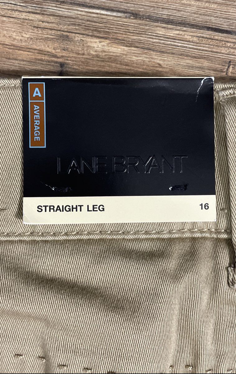 Lane Bryant Women's Khaki Straight Leg Cotton Blend Pants Sz 16 Average NWT