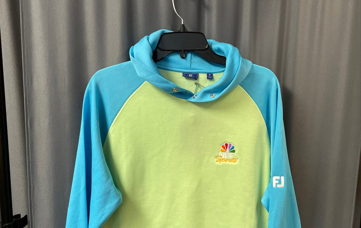 FootJoy Men's Pullover Hoodie Lime Green Blue Colorblock NWT Sz M