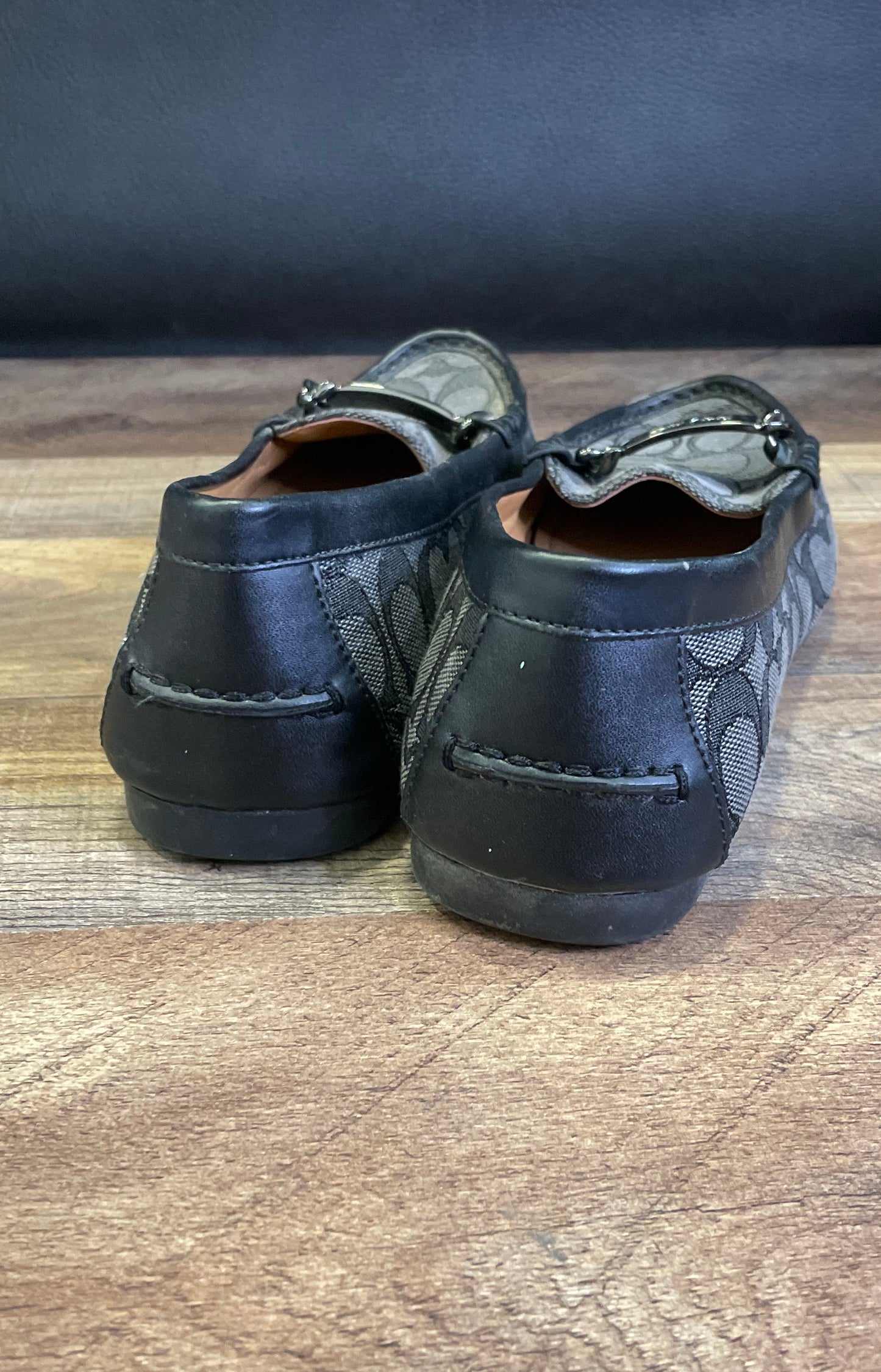Coach Olive Signature C Jacquard Driver Loafers Charcoal Black Women's Size 9B