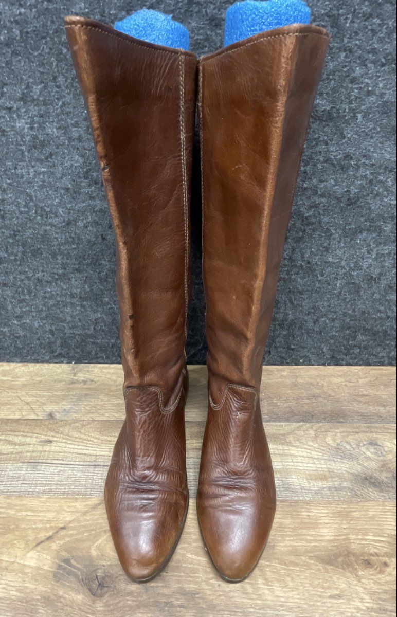 Nine West Brown Leather Tall Knee-High Flat Riding Boots Women's Size 8M