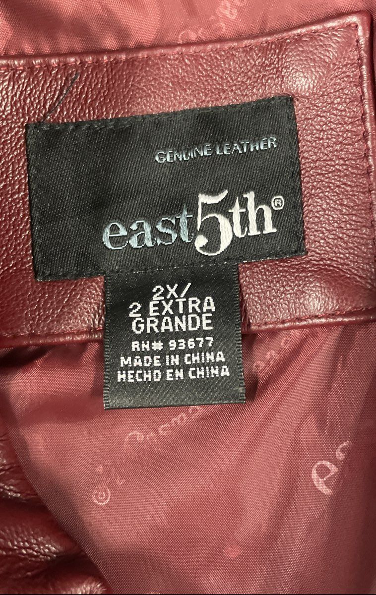 east 5th Women's Burgundy Genuine Leather Full Zip Jacket Lined Coat Sz 2X