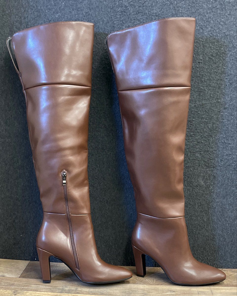 Wet Kiss Brown Over The Knee Thigh High Pointed Toe Boots Women's Size 10