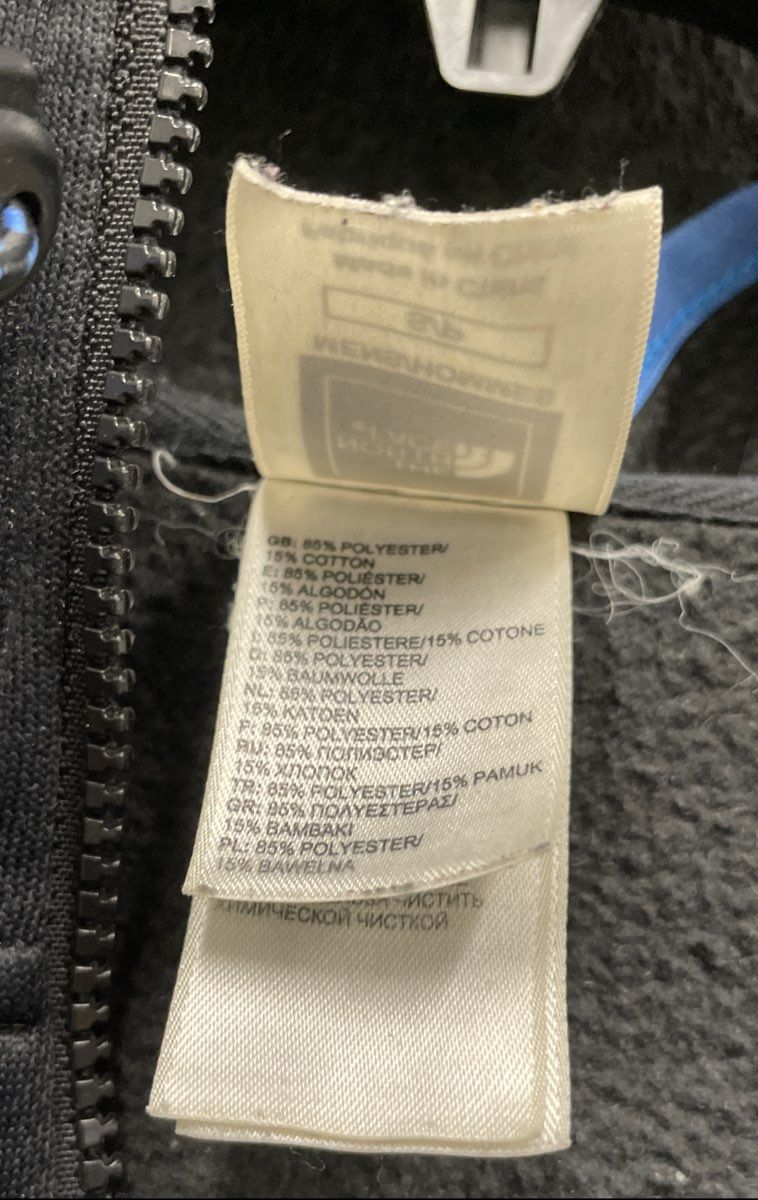 The North Face Men's Black Full Zip Fleece Hoodie Jacket Blue Trim Sz S