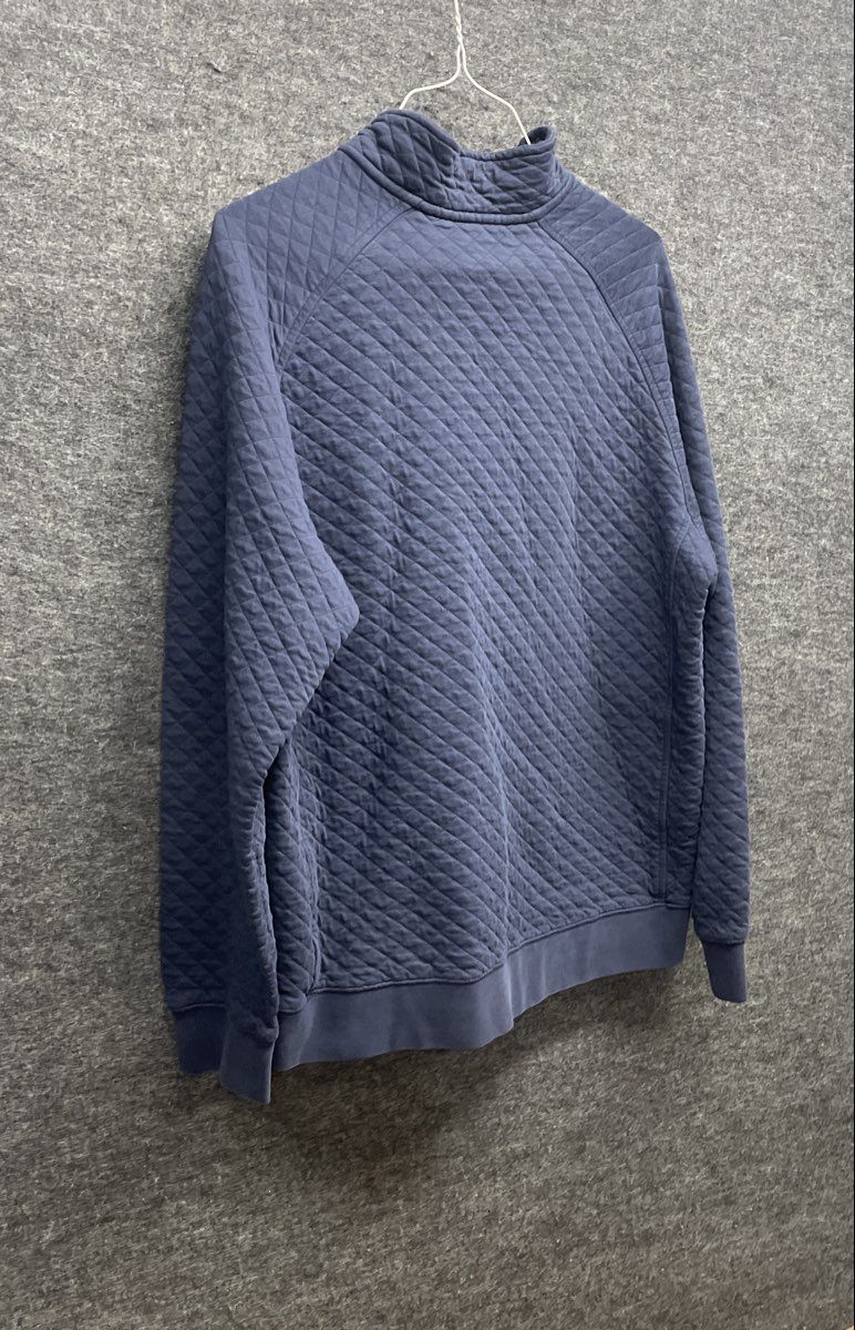 L.L. Bean Men's Quilted Mock Neck Snap Pullover Sweatshirt Navy Blue Sz XL
