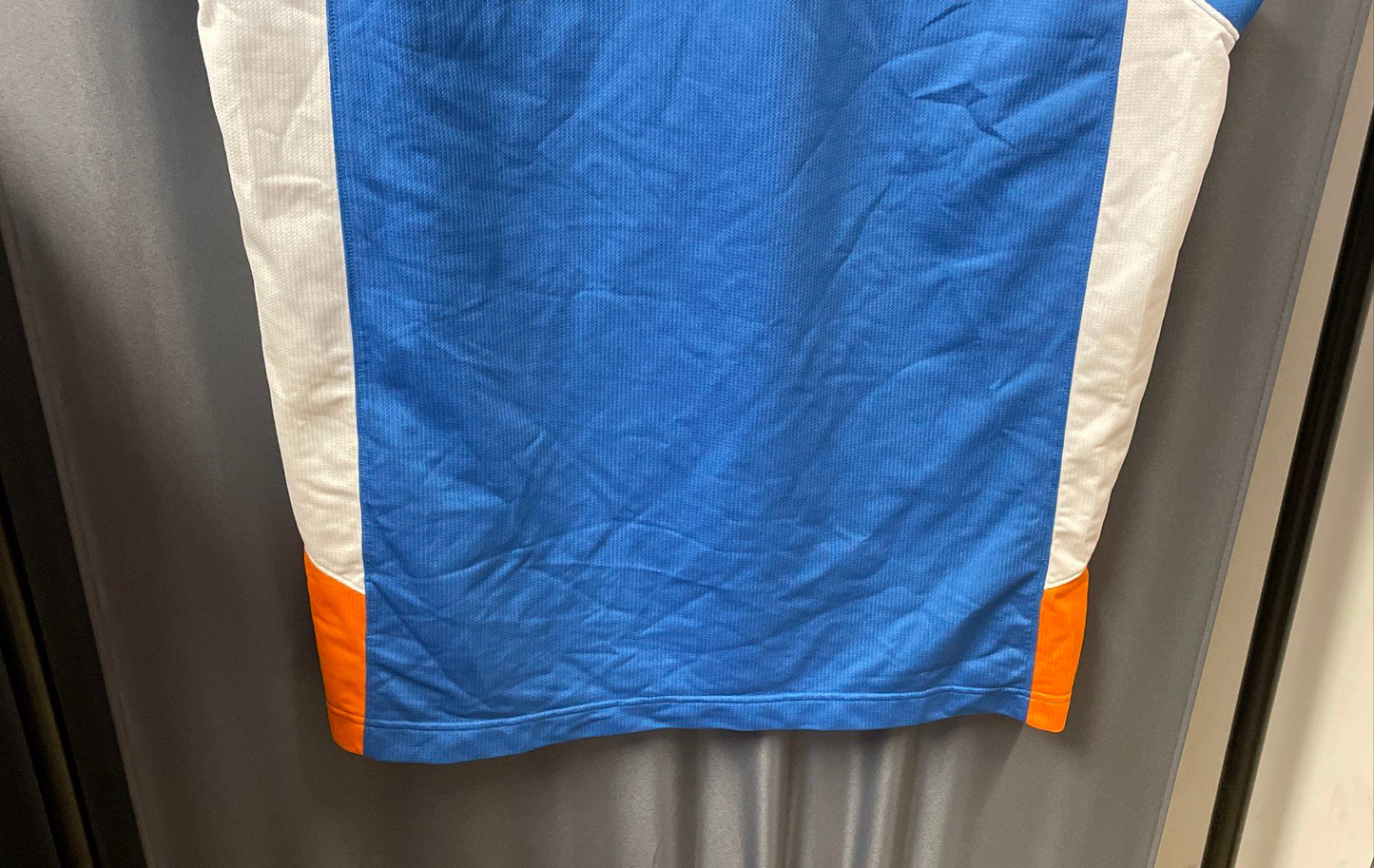 Jordan Men's Sleeveless V-Neck Shooting Shirt Blue White Orange OKC Sz XL