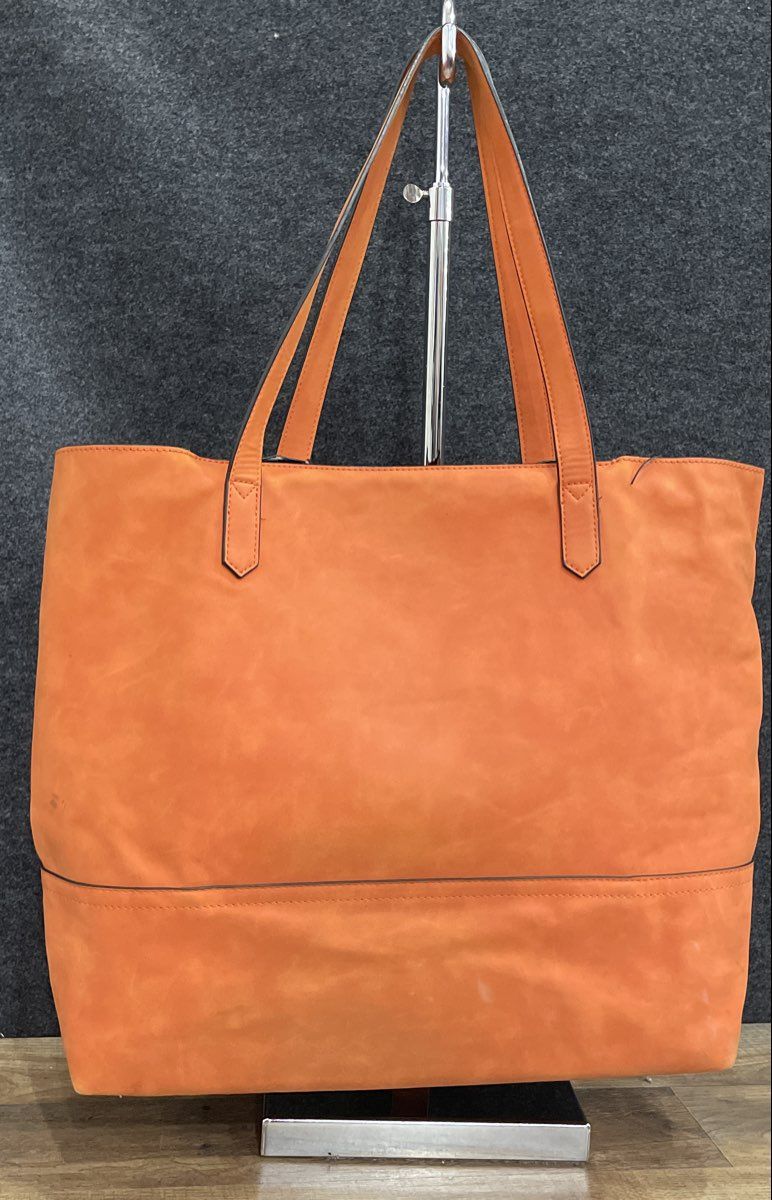 K Carroll Orange Leather Large Tote Bag Shoulder Handbag Top Handle