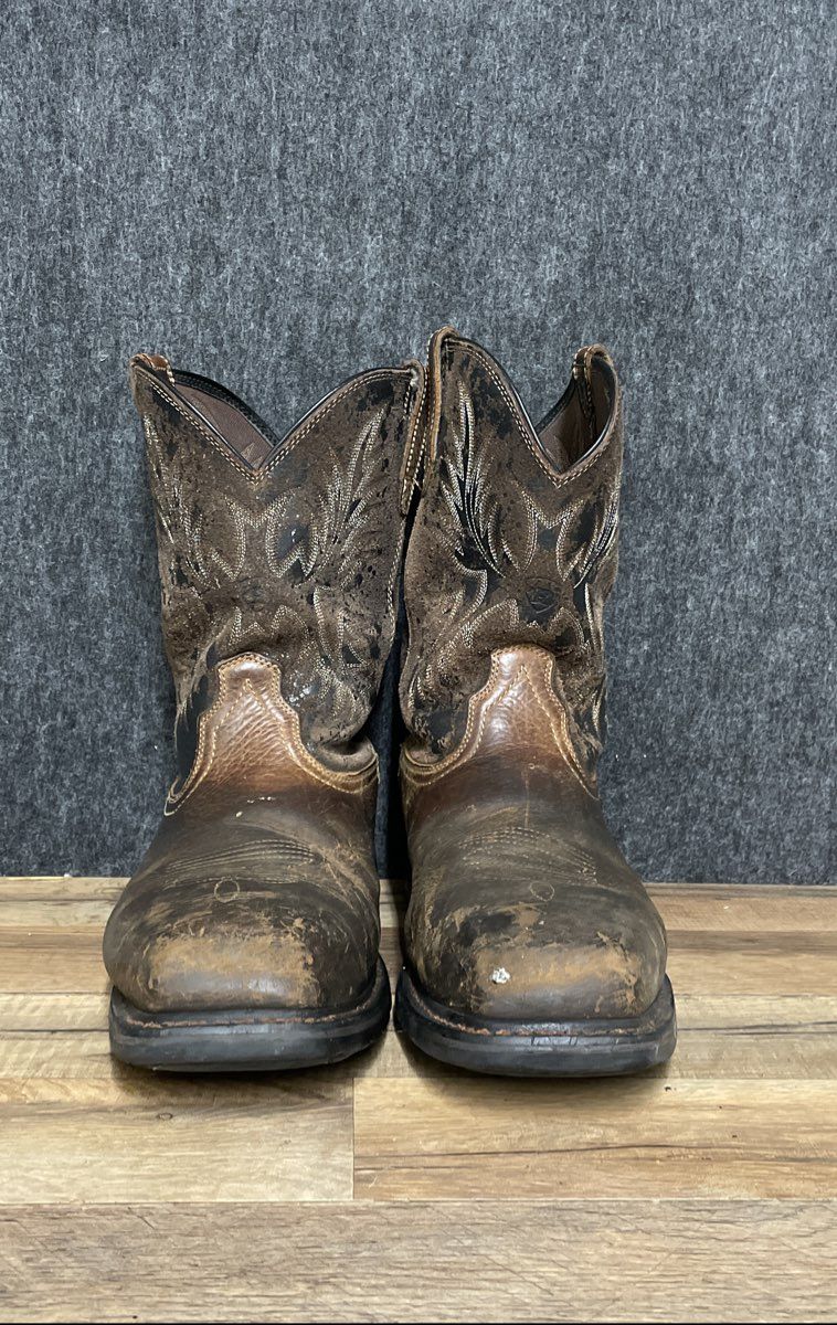 Ariat Groundbreaker Steel Toe Brown Leather Western Work Boots Men's Size 14 EE