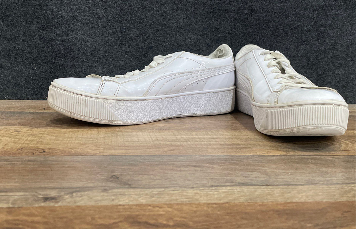 Puma Vikky Stacked L White Gold Platform Sneakers Women's Size 8.5