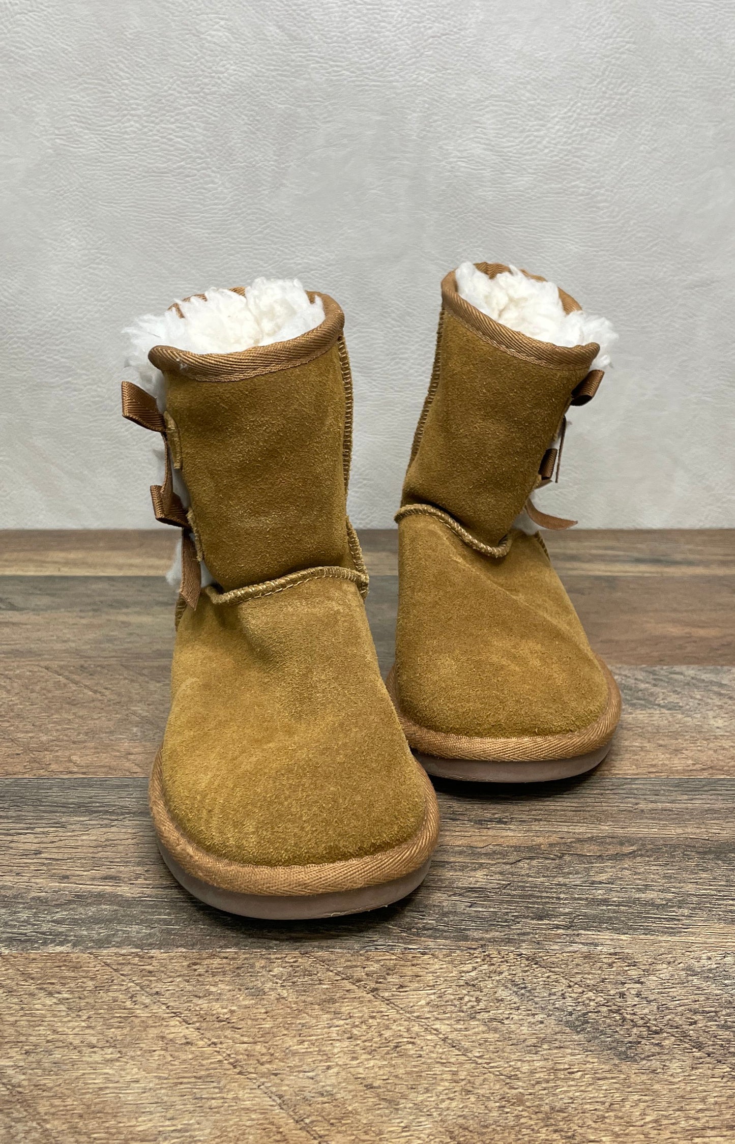 Koolaburra by UGG Victoria Chestnut Suede Double Bow Kids Boots Size 11