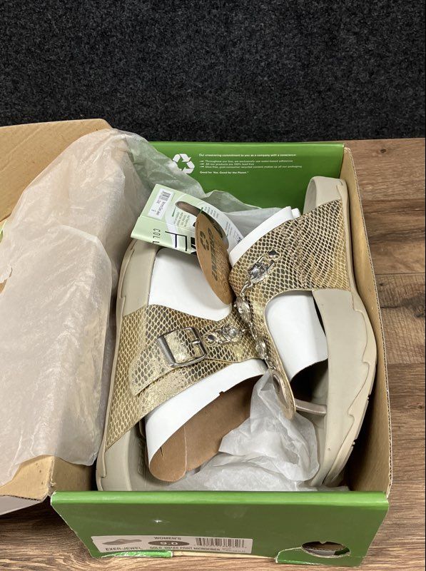 Earth Kalso Exer-Jewel Gold Snake Print Sandals Women's Size 9 NIB