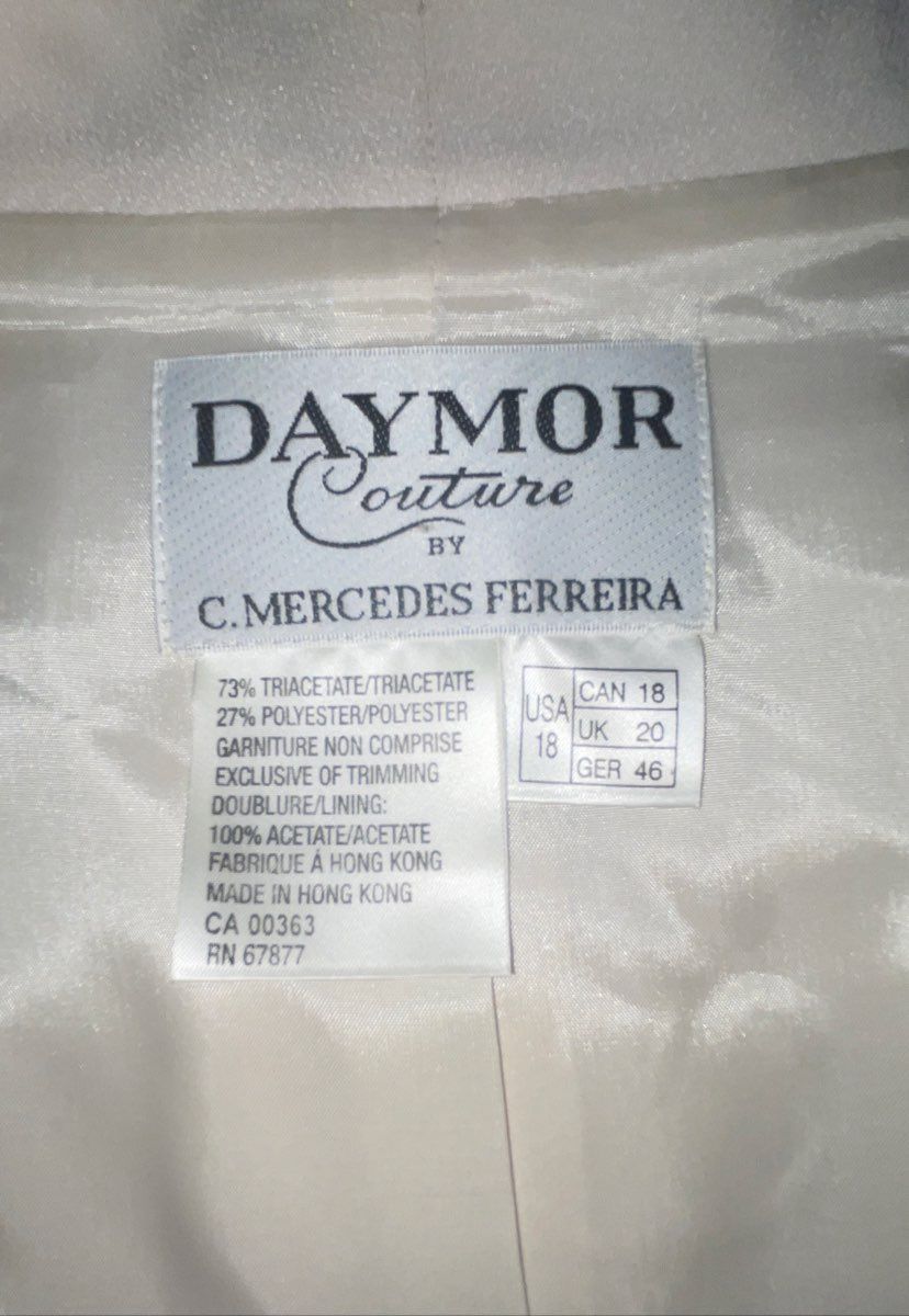 Daymor Couture Women's Ivory Vintage 90s Beaded 2pc Evening Dress Jacket Sz 18
