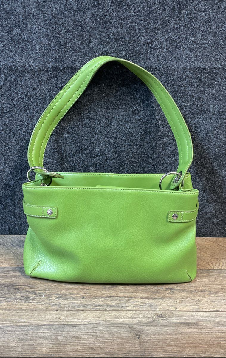 Tommy Hilfiger Lime Green Pebbled Shoulder Bag Silver Buckle Accents Purse