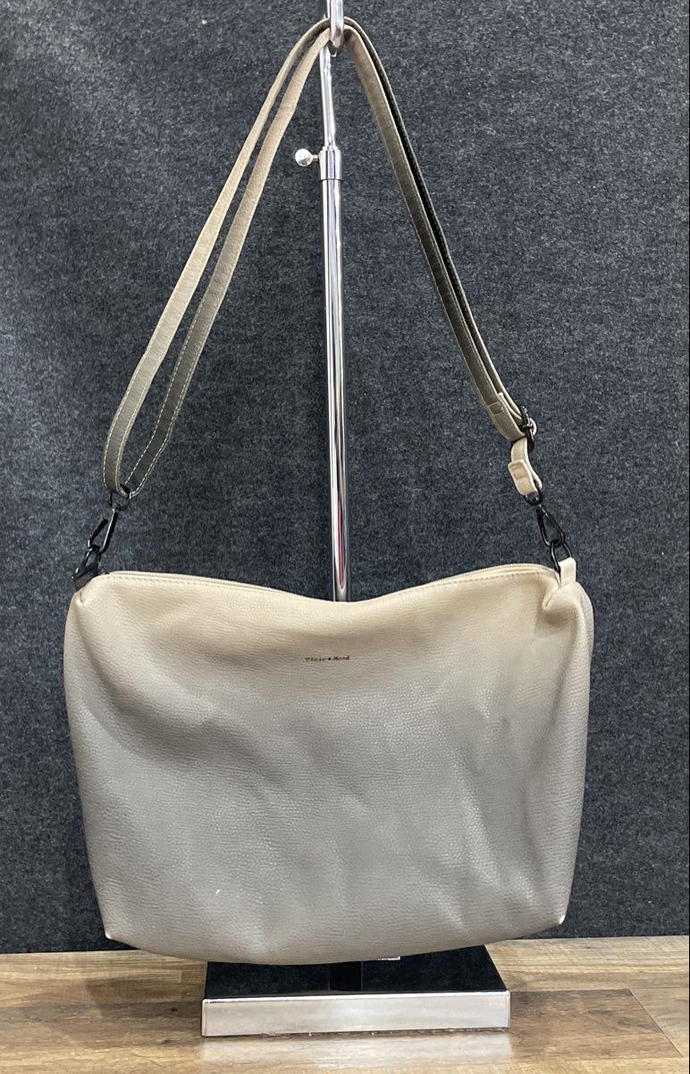 Pixie Mood Tan Grey Leather Ombre Crossbody Shoulder Bag Black Hardware