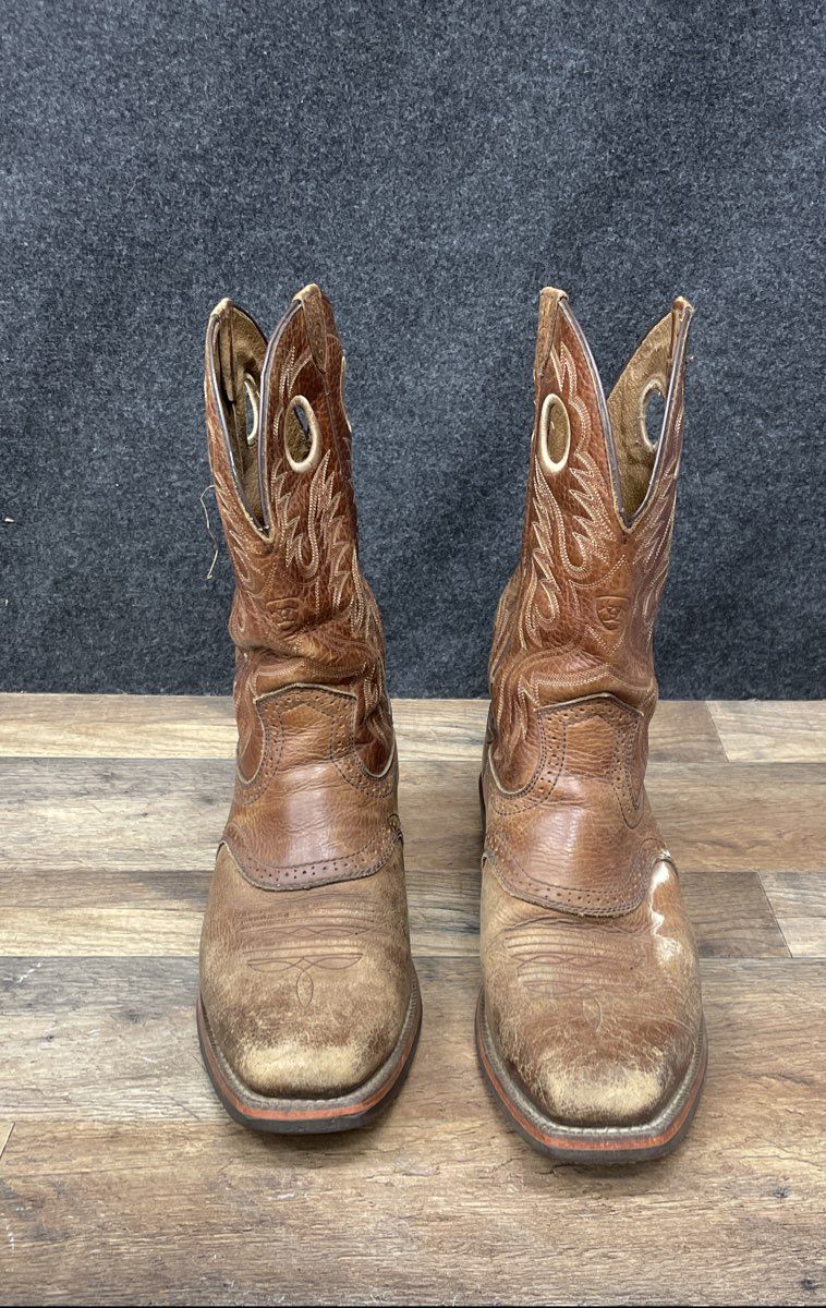 Ariat Heritage Roughstock Brown Leather Western Cowboy Boots Men's Size 9.5 EE