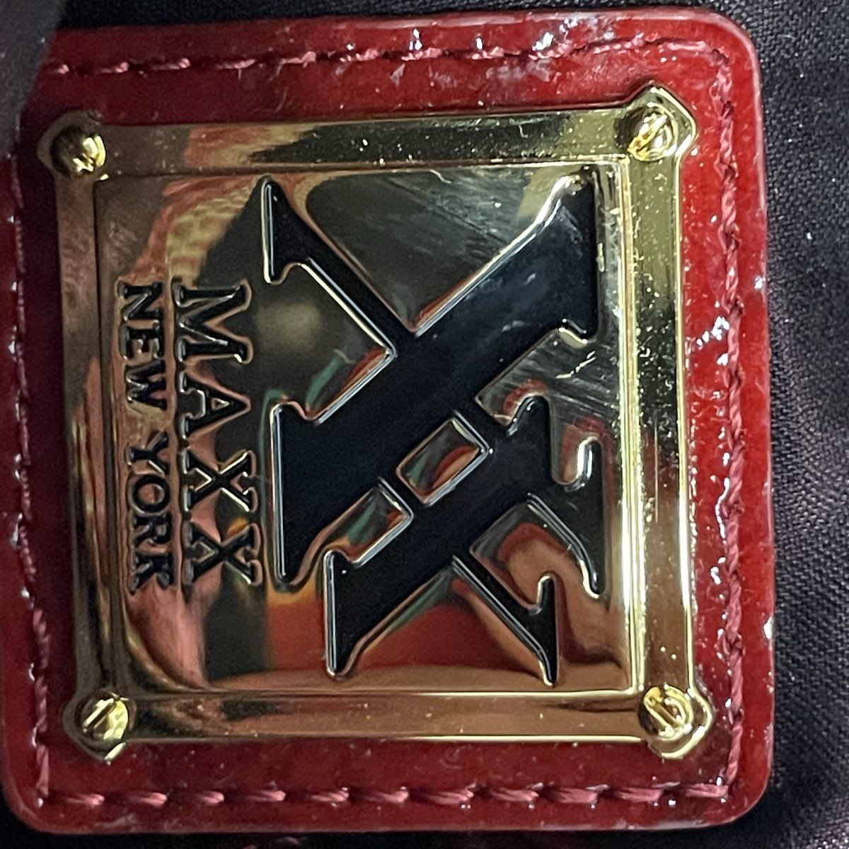 Maxx New York Red Croc Embossed Patent Shoulder Bag Gold Tone Chain Vintage