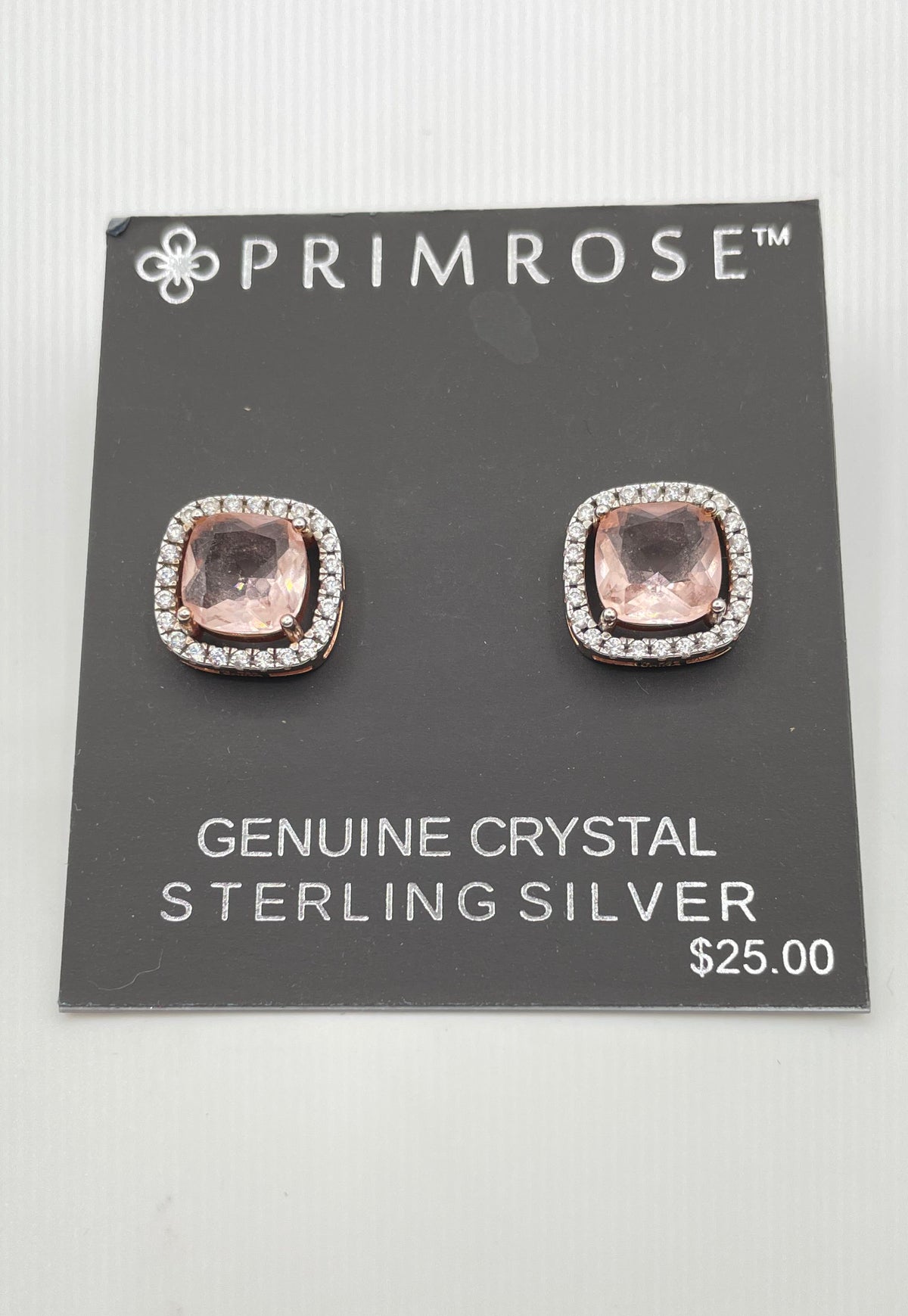 Primrose 925 Sterling Silver Pink & Clear CZ Stud Earrings 3.5g
