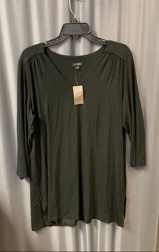J. Jill Women's Wearever Black V-Neck Long Sleeve Shirt Sz MT NWT