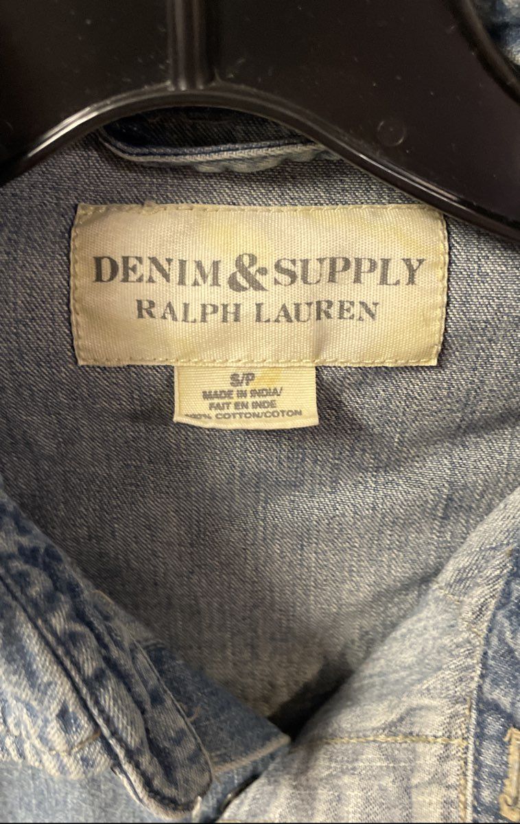 Denim & Supply Ralph Lauren Men's Light Wash Blue Denim Western Snap Shirt Sz S