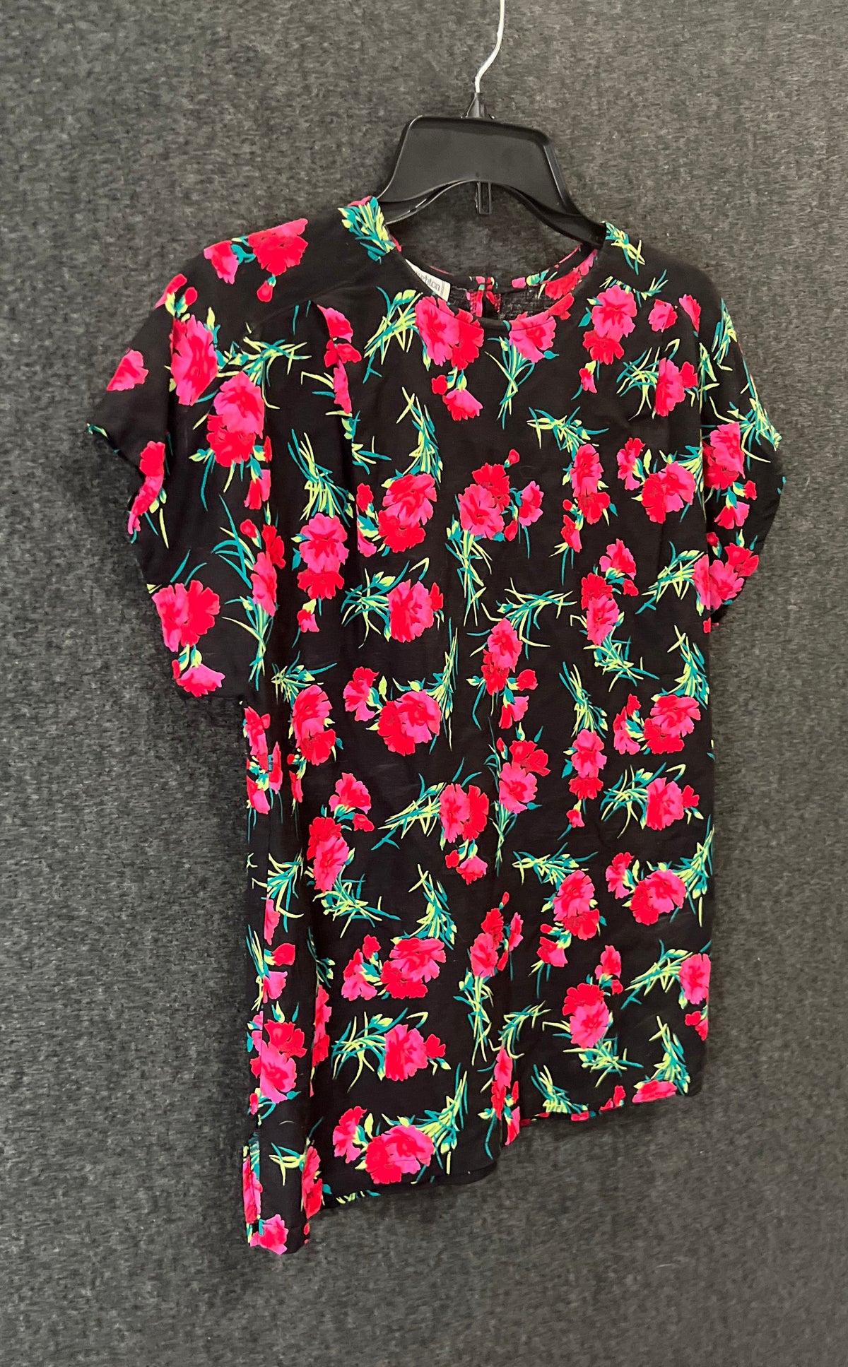 Vintage 90s Norton McNaughton Women's Black Pink Floral Blouse Sz 10