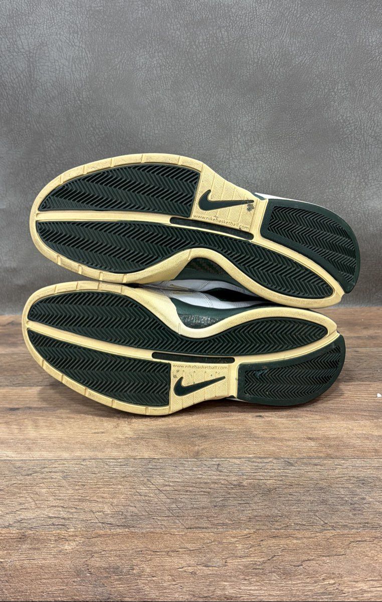 Vintage 2006 Nike Huarache Elite TB White Pine Green Basketball Shoes Size 10