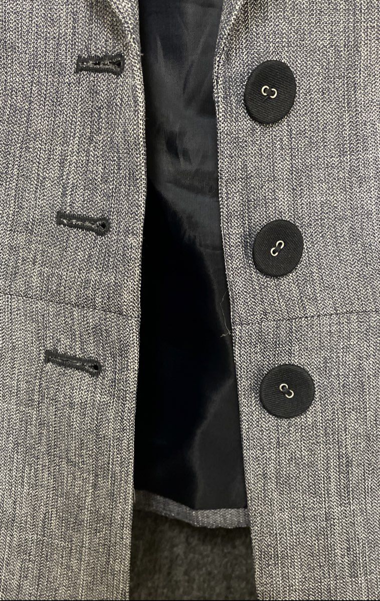 Nine West Women's Gray Puff Shoulder Peplum Suit Jacket Blazer Sz 10