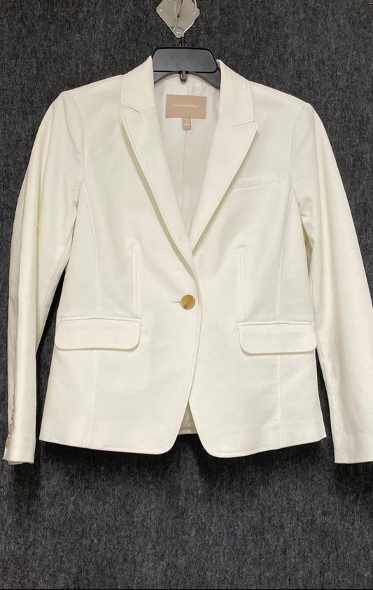 Banana Republic Women's White One-Button Tailored Blazer Jacket Petite Sz 8