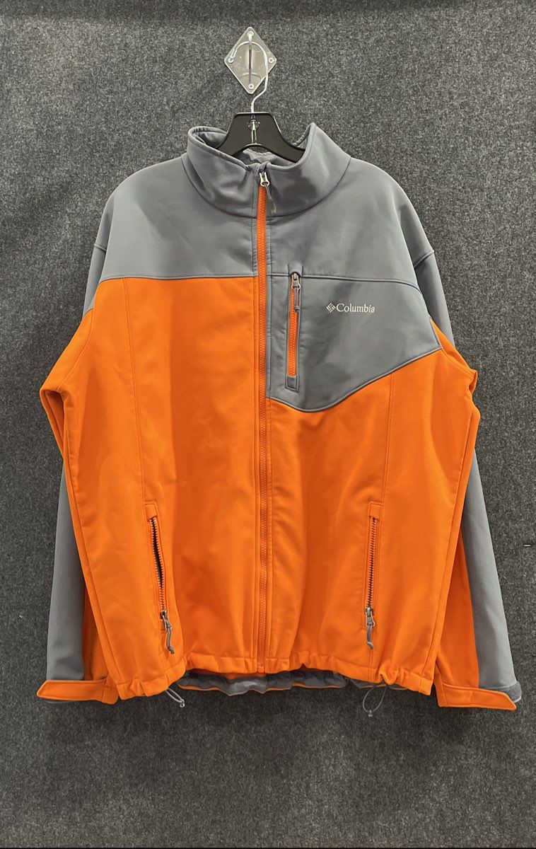Columbia Men's Orange Gray Omni-Wind Softshell Full Zip Jacket Sz L