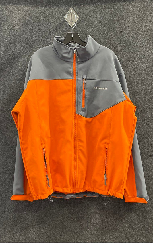 Columbia Men's Orange Gray Omni-Wind Softshell Full Zip Jacket Sz L