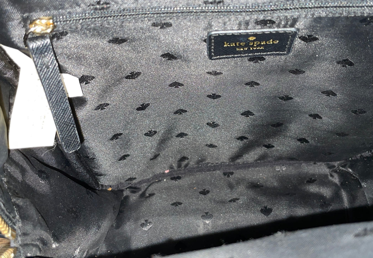 Kate Spade New York Black Floral Nylon Small Backpack Gold Hardware