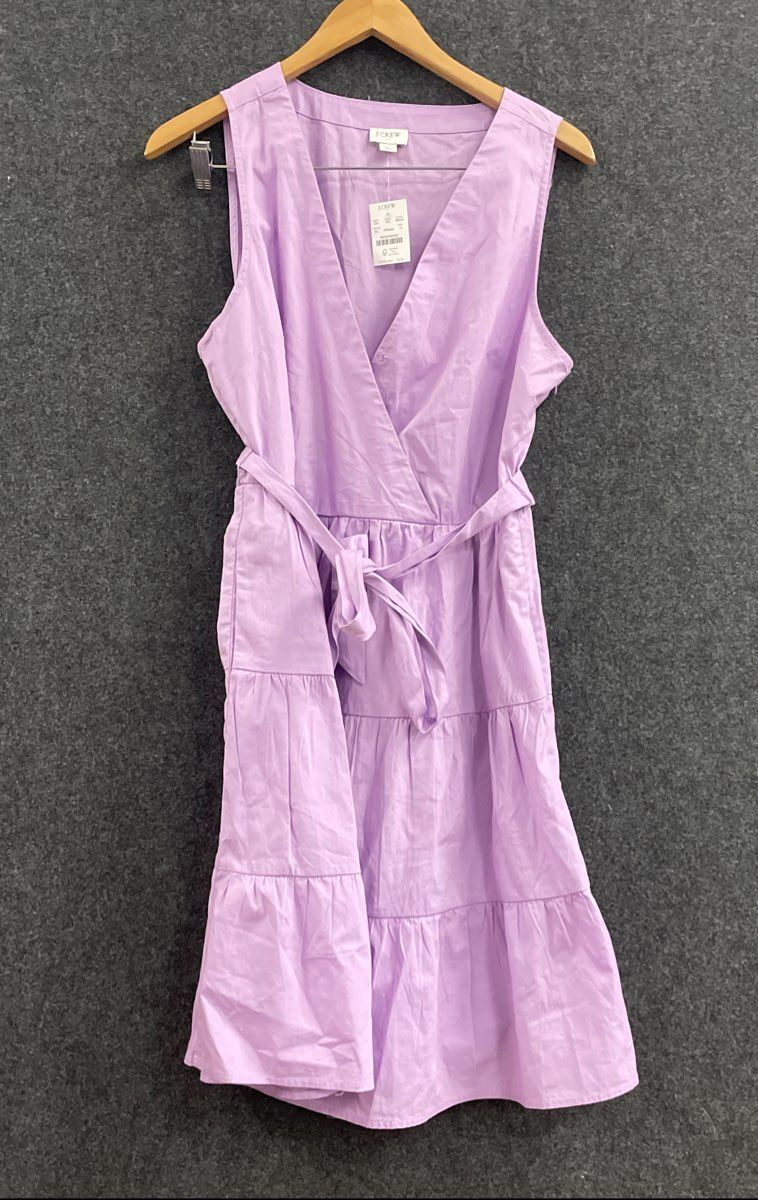J. Crew Women's Lavender Sleeveless Tiered Faux Wrap Midi Dress Sz 12 NWT