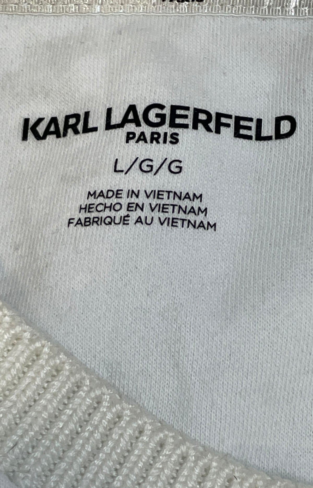 Karl Lagerfeld Paris Women's White Embellished Eiffel Tower Sweatshirt Sz L