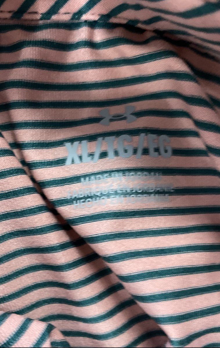 Under Armour Men's Pink Striped Performance Short Sleeve Golf Polo Shirt Sz XL
