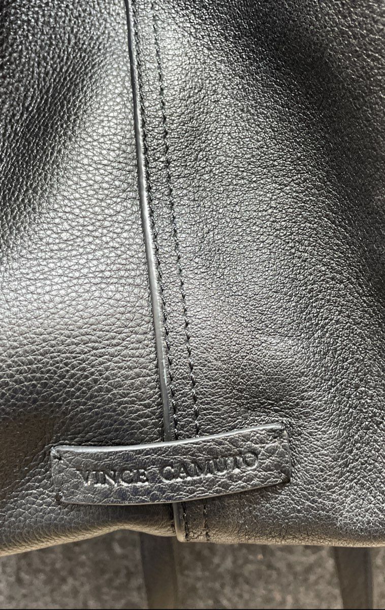 Vince Camuto Black Pebbled Leather Hobo Shoulder Bag Crossbody Gold Hardware