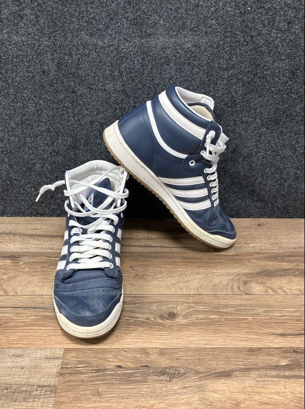Adidas Top Ten Hi Navy White Gum High Top Basketball Sneakers Men's Size 10