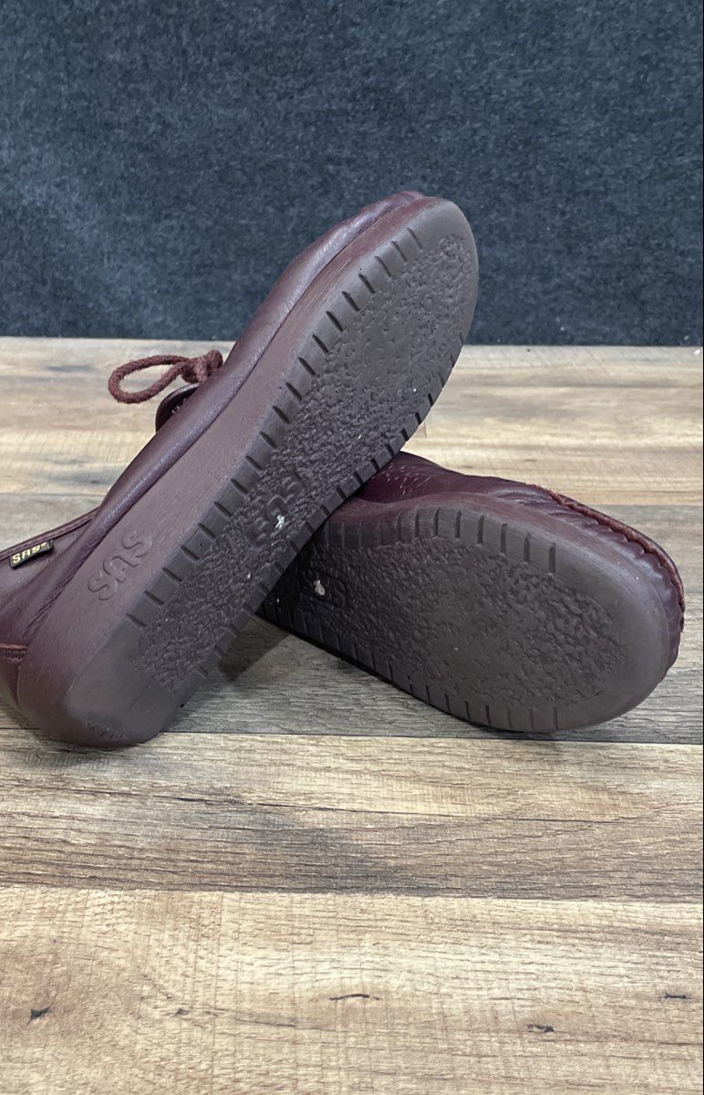 SAS Free Time Burgundy Red Leather Lace Up Comfort Walking Shoes Women's Size 8M