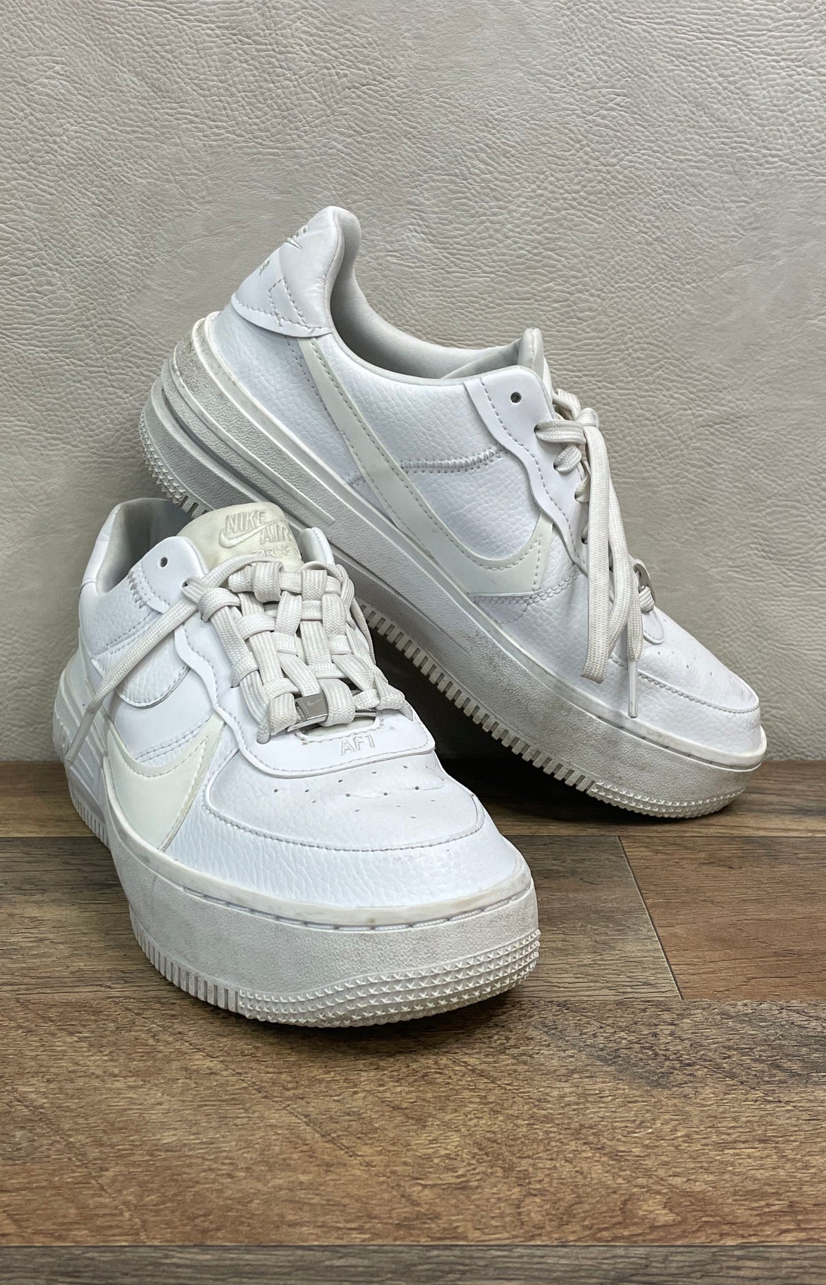 Nike Air Force 1 PLT.AF.ORM Triple White Women's Platform Sneakers Size 8