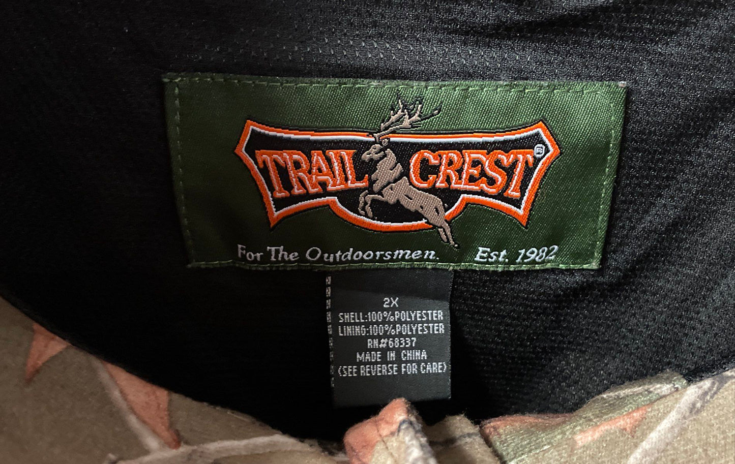 Trail Crest Men's Highland Timber Camouflage Full Zip Snap Front Jacket Sz 2XL