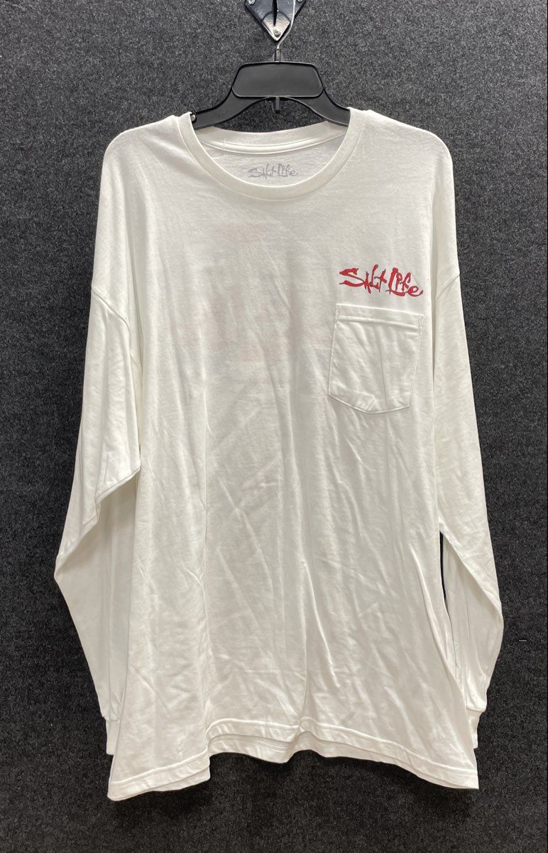 Salt Life Men's White Flag Tail Graphic Pocket Long Sleeve T-Shirt Sz XL