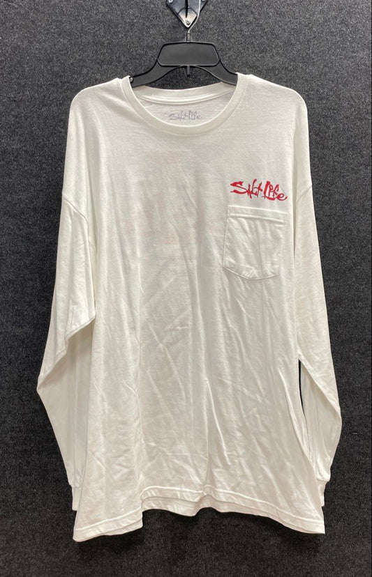 Salt Life Men's White Flag Tail Graphic Pocket Long Sleeve T-Shirt Sz XL