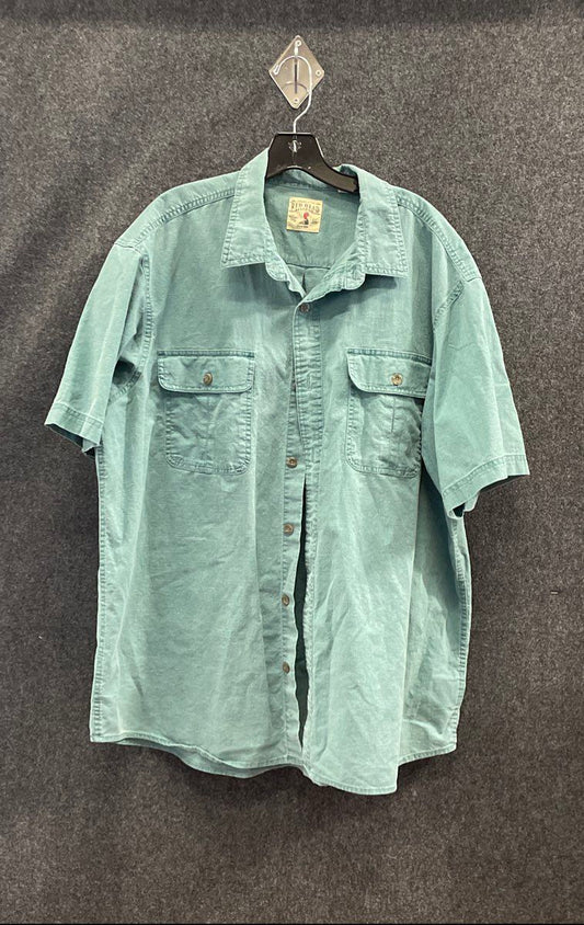 Red Head Men's Teal Short Sleeve Button Up Two Pocket Work Shirt Sz 2XL