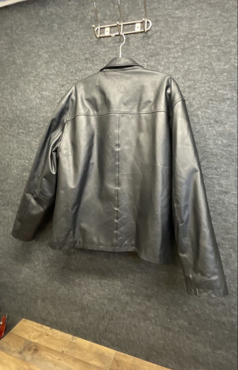 Vintage Leather Men's Black Harrington Jacket Quilted Lining Sz 2XL