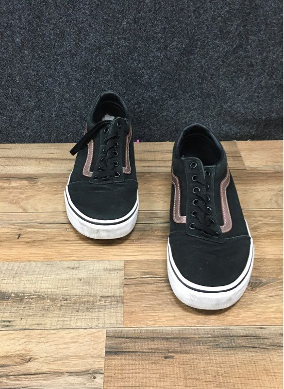 Vans Ward Low Top Black Rose Gold Metallic Skate Sneakers Womens Size 10
