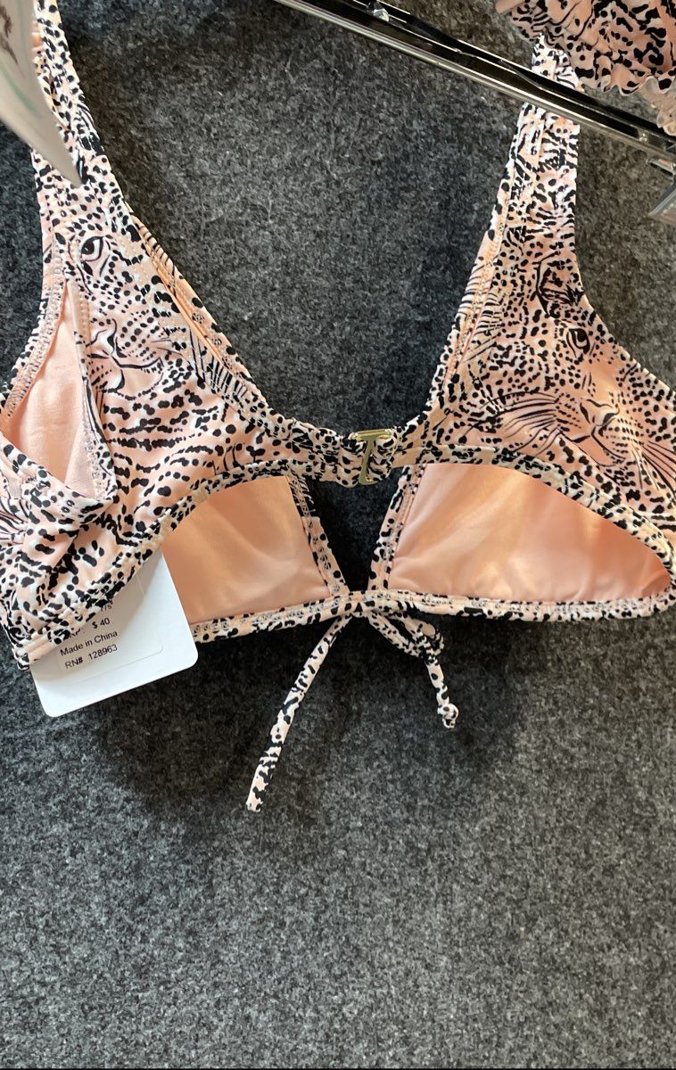Indigo Rein Women's 2-Piece Bikini Peach Leopard Safari Princess NWT Sz M