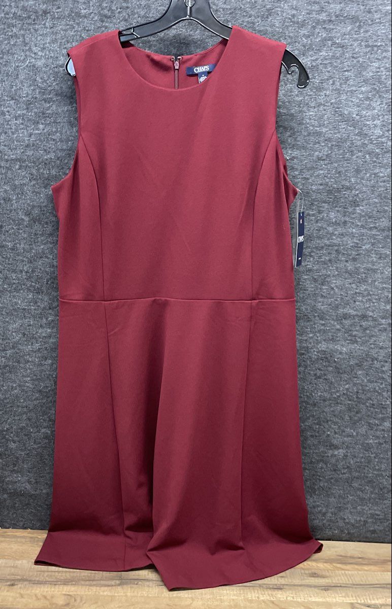 Chaps Women's Burgundy Red Sleeveless Fit and Flare Zipper Dress Size 16 NWT