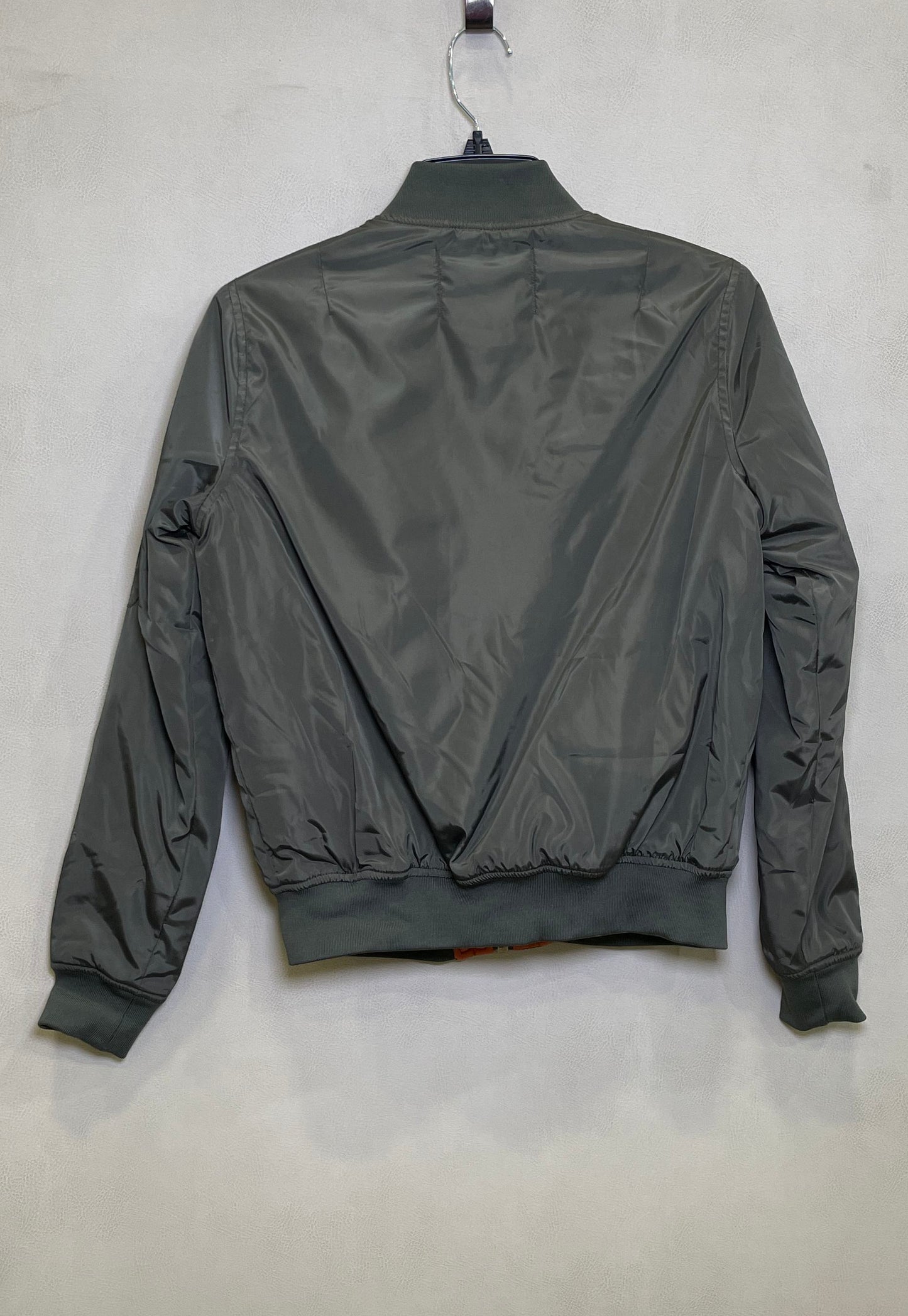 Guess Women's Olive Green Bomber Jacket Orange Lining Flight Full Zip Sz XS