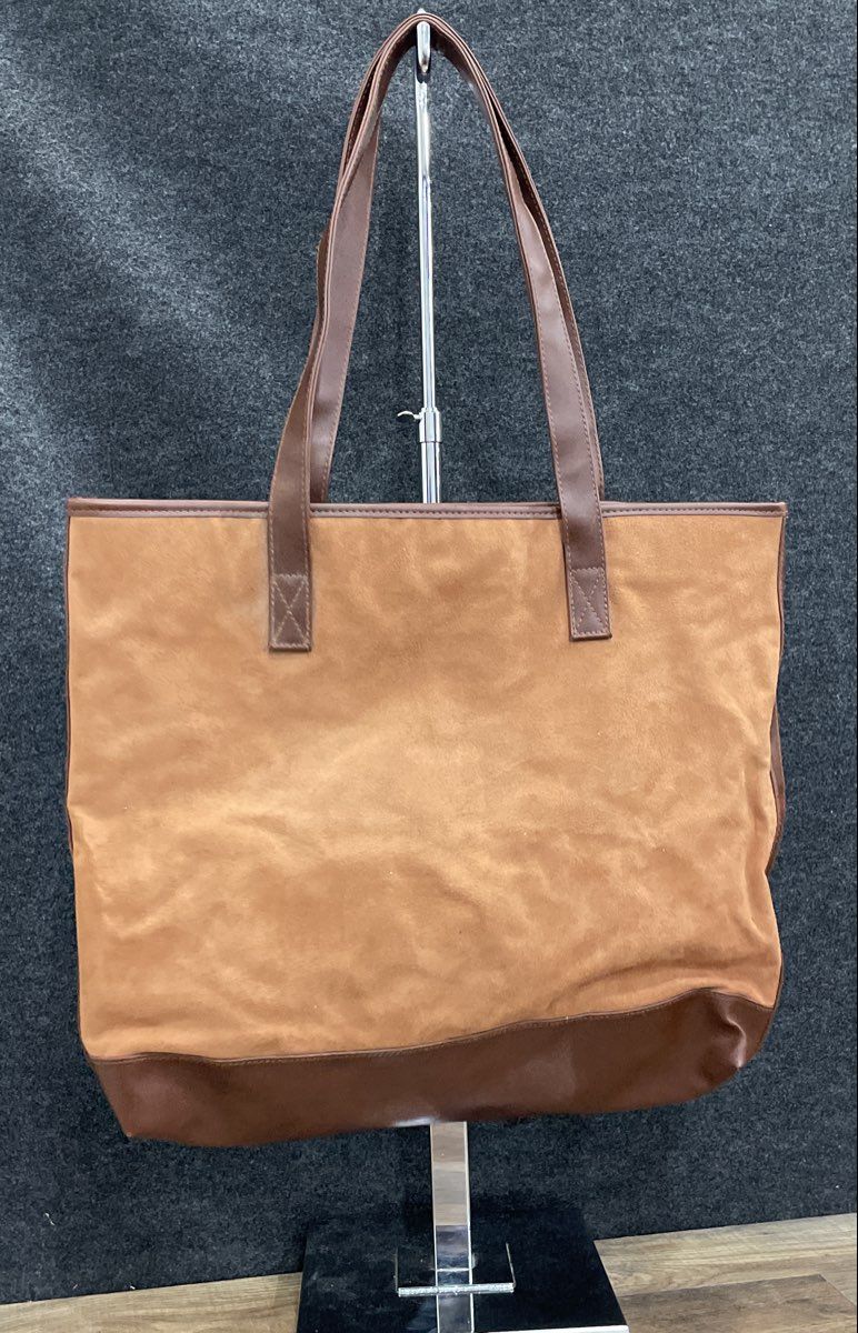 Unbranded Brown Fabric and Leather Large Tote Shoulder Bag